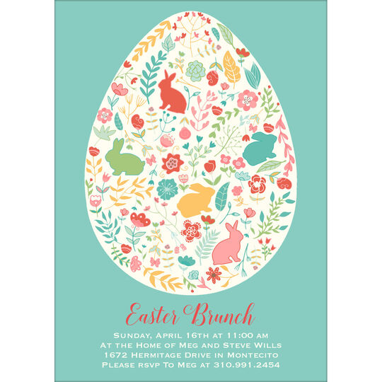 Blue Ornate Easter Egg Invitations